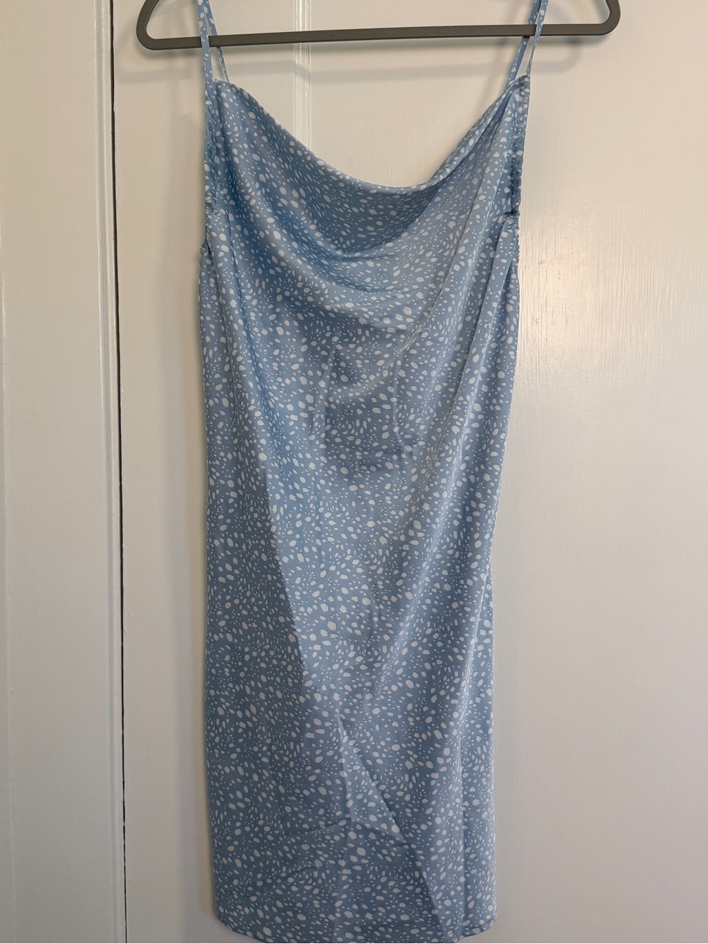 Forever 21 Light Blue Spotted Cowl Neck Slip Dress